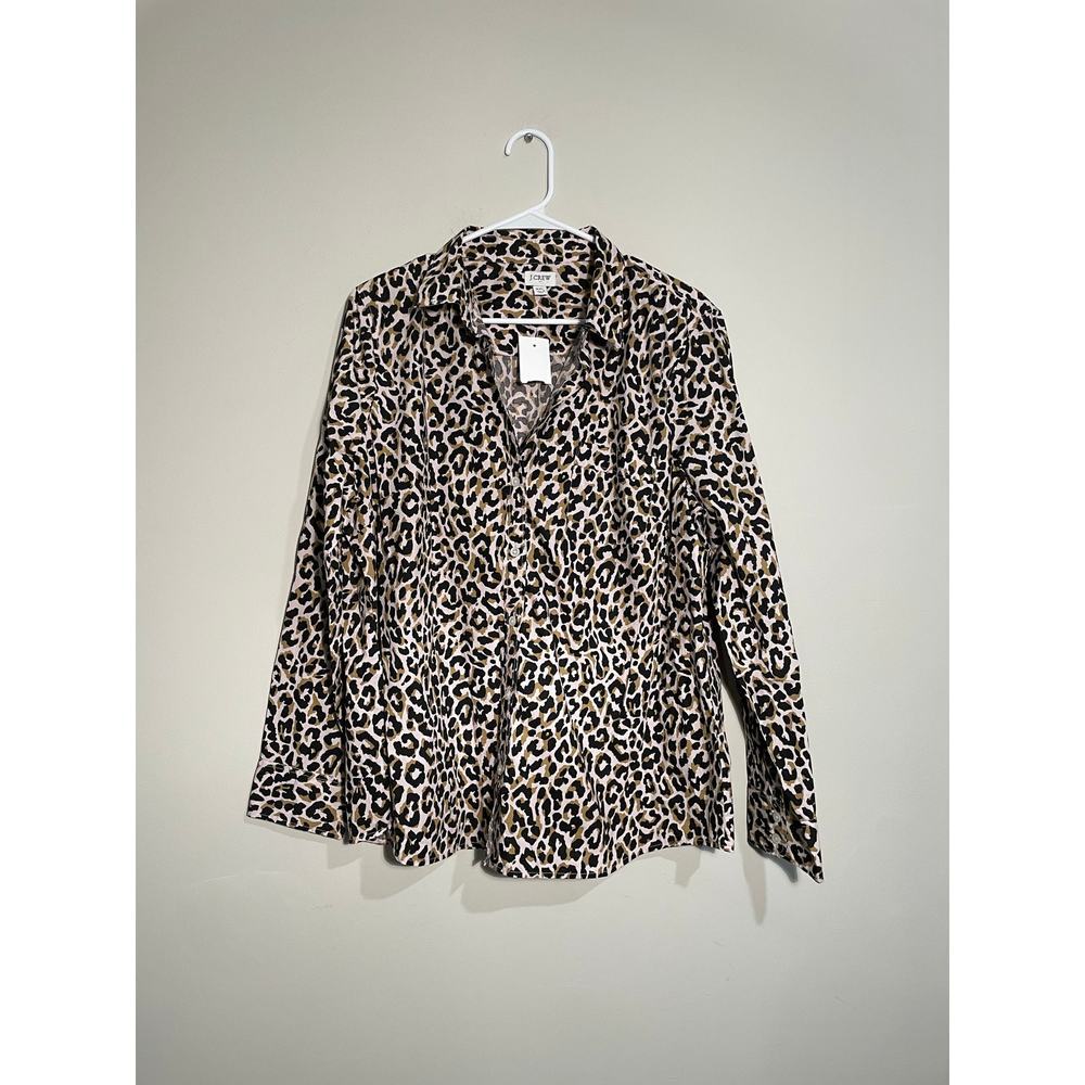 NWT J. Crew Factory Leopard Button-up Cotton Poplin Shirt‎ in Signature Fit